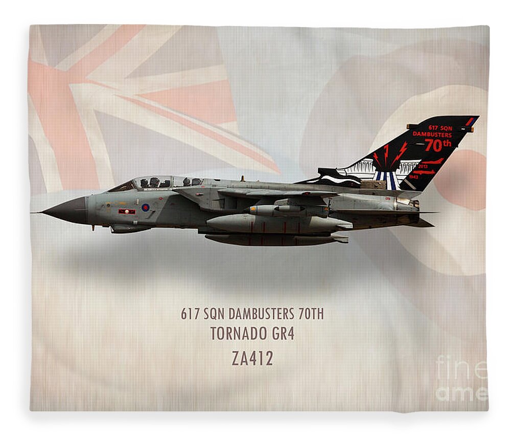 Tornado Gr4 Fleece Blanket featuring the digital art Dambusters Tornado GR4 ZA412 by Airpower Art