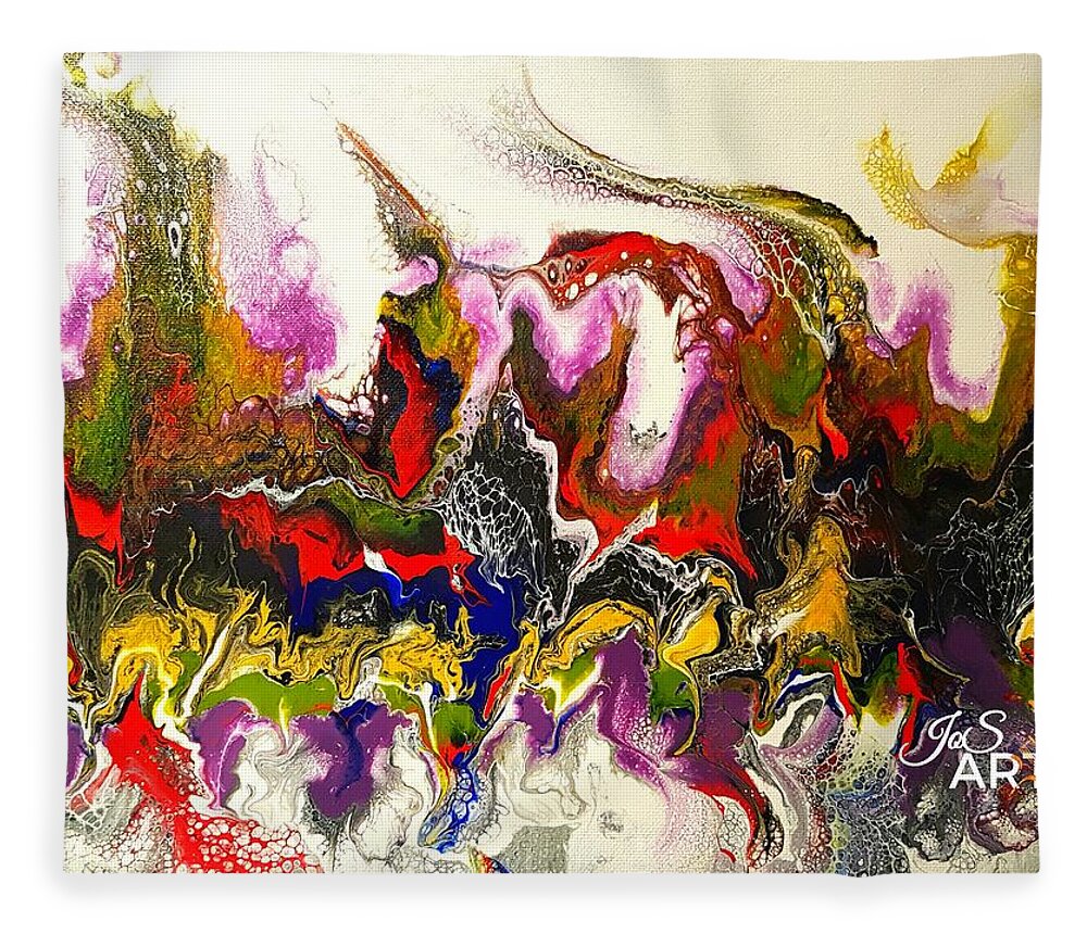 Forest Fleece Blanket featuring the painting Dance of Flames by Jo Smoley