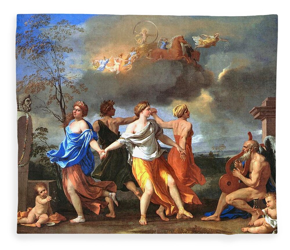 Nicolas Poussin Fleece Blanket featuring the painting Dance to the Music of Time by Nicolas Poussin