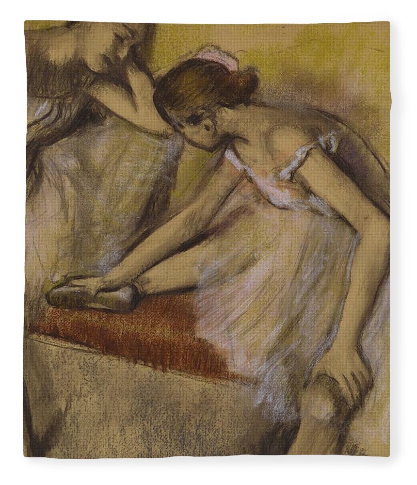 Dancers Fleece Blanket featuring the painting Dancers in Repose by Edgar Degas