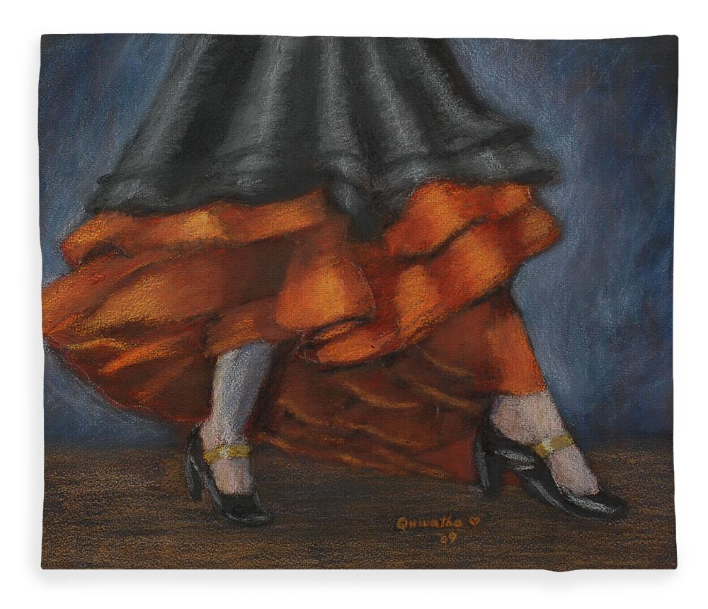 Dance Fleece Blanket featuring the drawing Dancing Feet by Quwatha Valentine