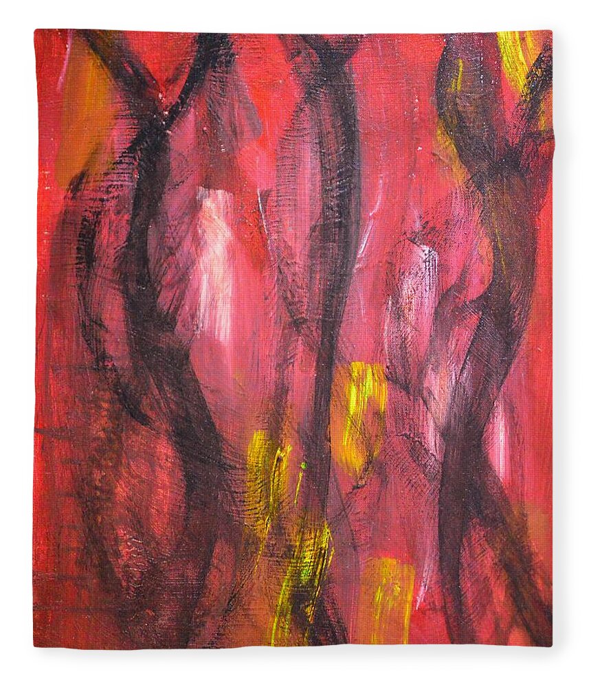 Abstract Painting Fleece Blanket featuring the painting Dark Dreams by Stacie Siemsen