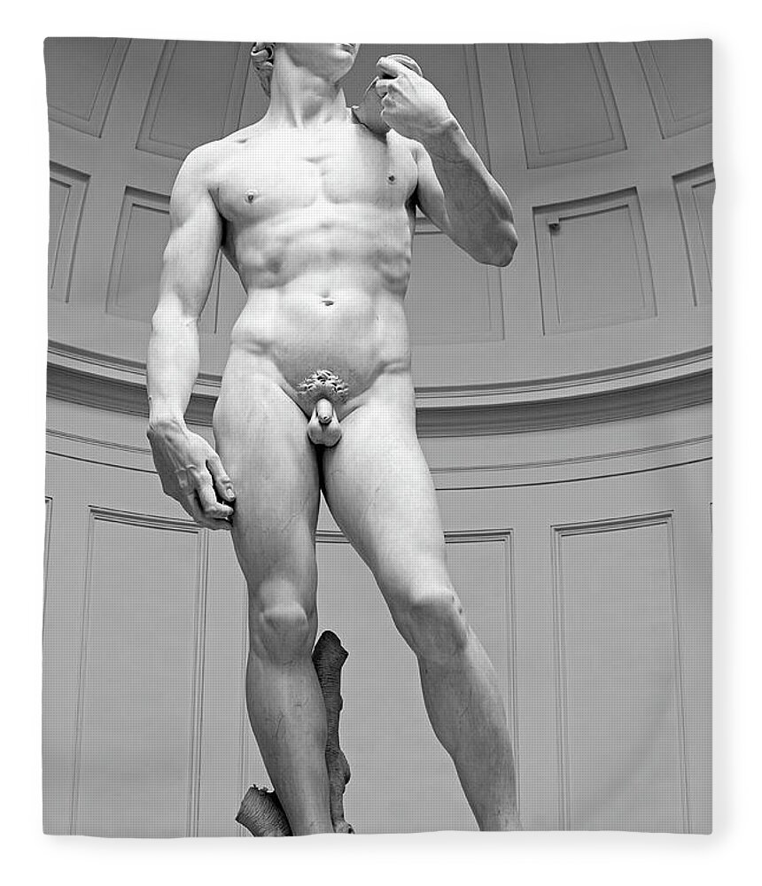 David Fleece Blanket featuring the photograph Michelangelo David Marble Statue, Accademia Gallery, Florence, Italy by Kathy Anselmo