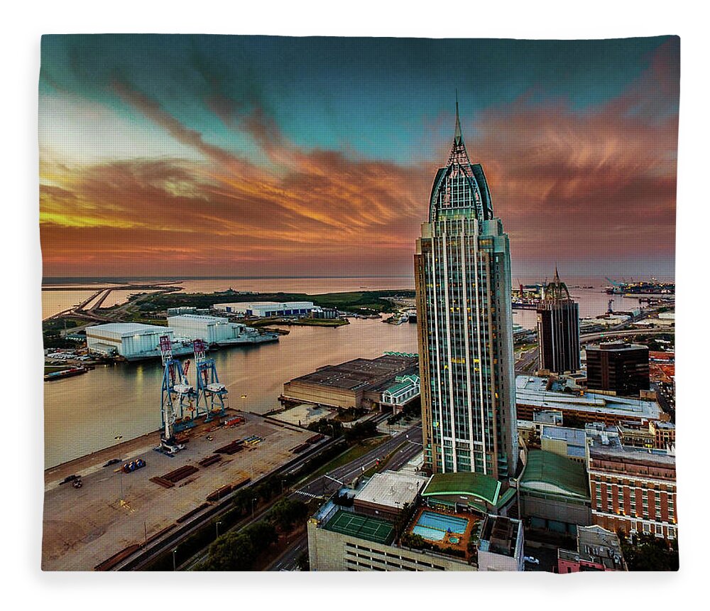 Mobile Fleece Blanket featuring the photograph Dawn Over Mobile River by Michael Thomas