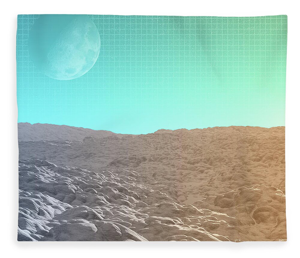 Moon Fleece Blanket featuring the digital art Daylight In The Desert by Phil Perkins