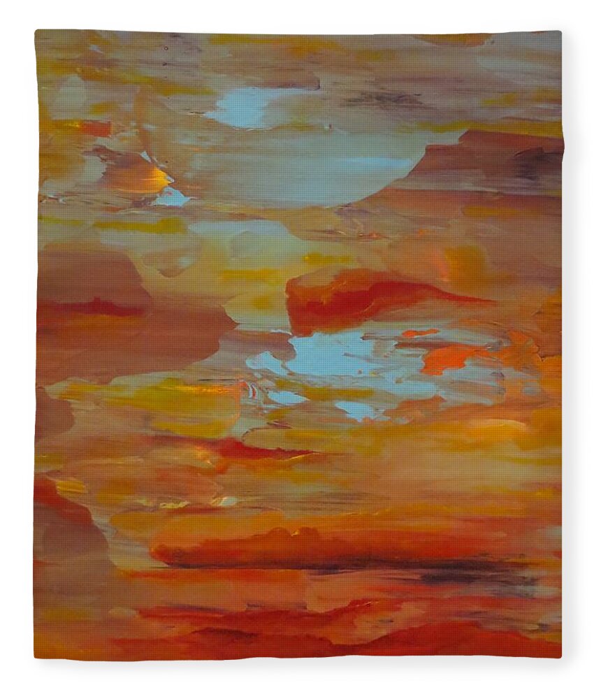 Abstract Fleece Blanket featuring the painting Days End by Soraya Silvestri