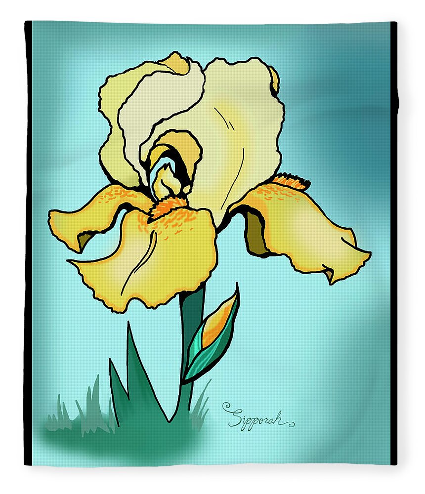 Iris Fleece Blanket featuring the digital art Daytime Iris by Sipporah Art and Illustration