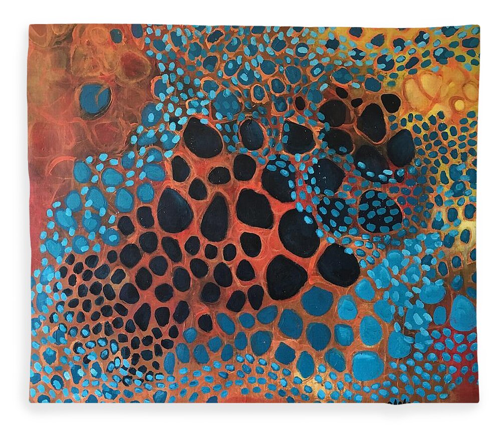 Abstract Fleece Blanket featuring the painting Dear Sugar What Can I Learn From An Orange Sky? by Laurie Maves ART