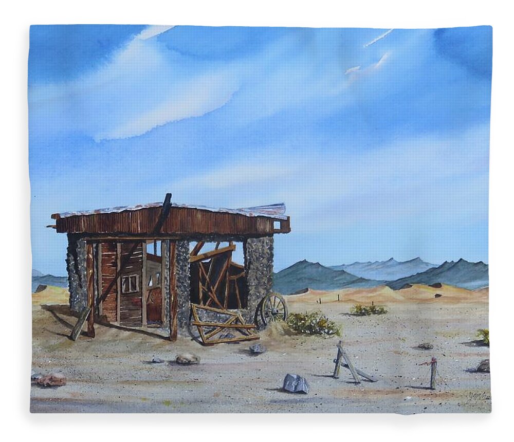 Death Valley Fleece Blanket featuring the painting Death Valley Mine by Joseph Burger