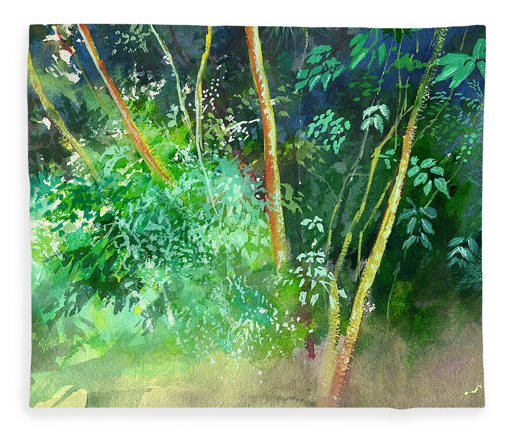 Water Color Fleece Blanket featuring the painting Deep by Anil Nene