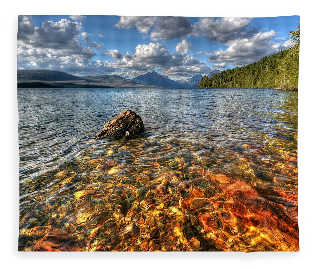 Colored Rocks Fleece Blanket featuring the photograph Deep Shallows by David Andersen