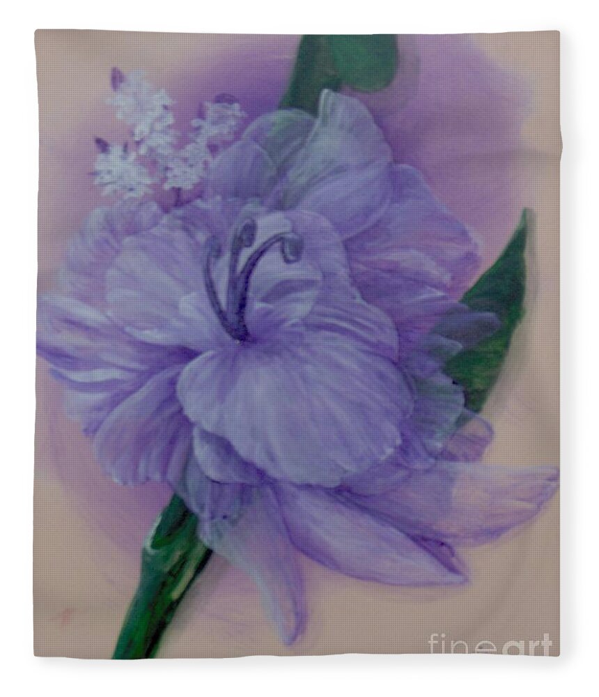 Flower Fleece Blanket featuring the painting Delicacy by Saundra Johnson