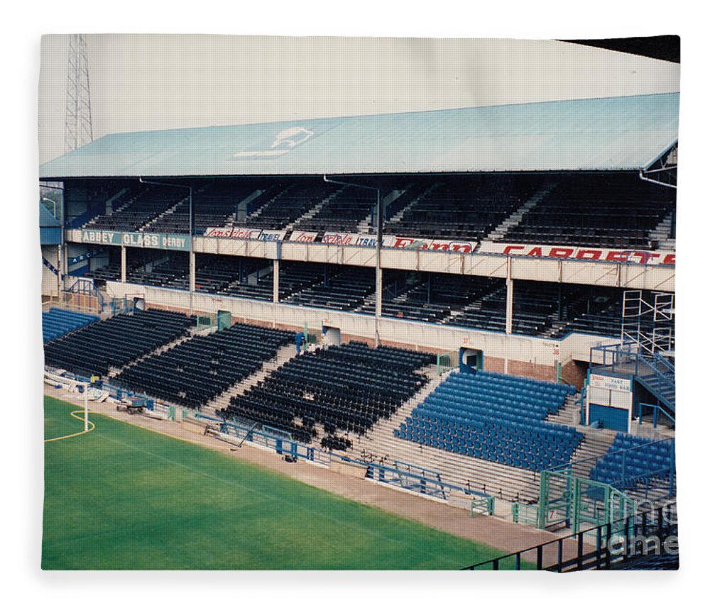 Derby County Fleece Blanket featuring the photograph Derby County - The Baseball Ground - North Stand Osmanston End 2 - August 1990 by Legendary Football Grounds
