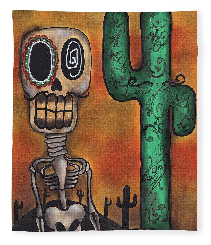 Day Of The Dead Fleece Blanket featuring the painting Desert by Abril Andrade