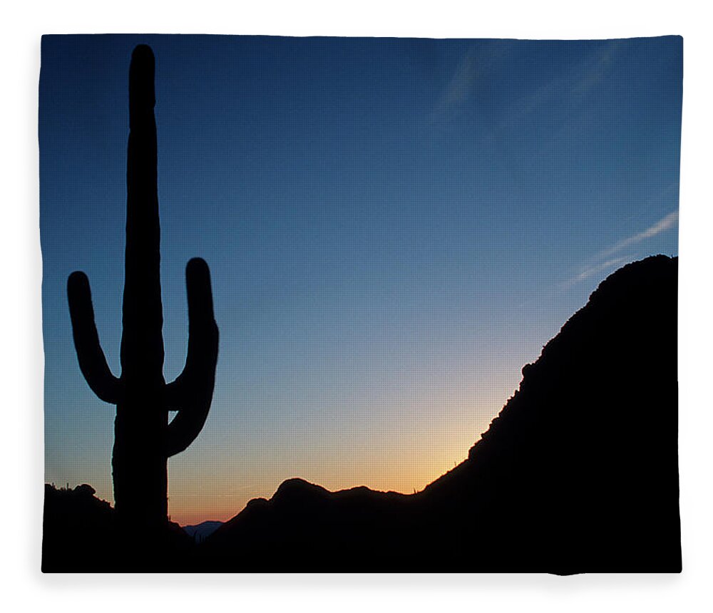 Cactus Fleece Blanket featuring the photograph Desert cactus Sunrise by Ted Keller