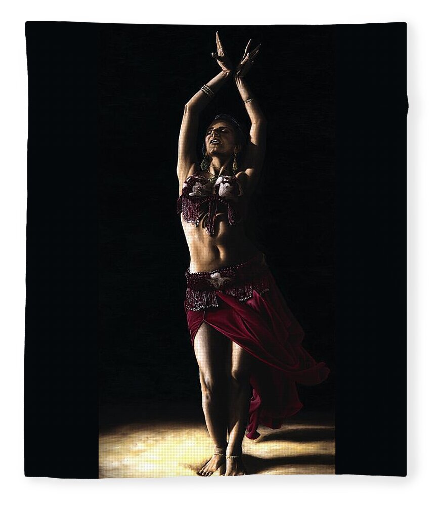 Dancer Fleece Blanket featuring the painting Desert Dancer by Richard Young