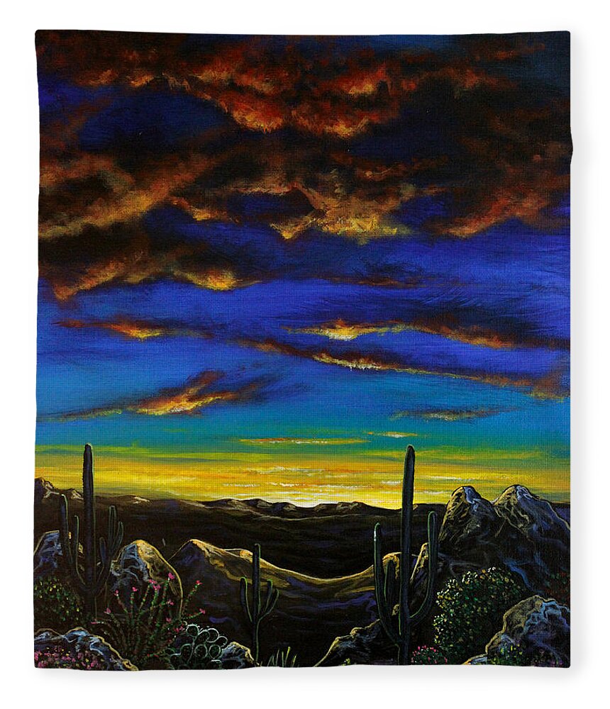 Desert View Fleece Blanket featuring the painting Desert View by Lance Headlee
