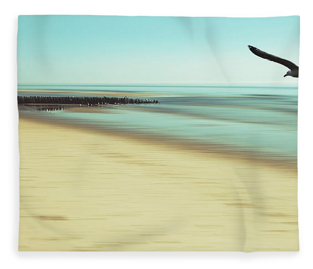 Seagull Fleece Blanket featuring the photograph Desire by Hannes Cmarits