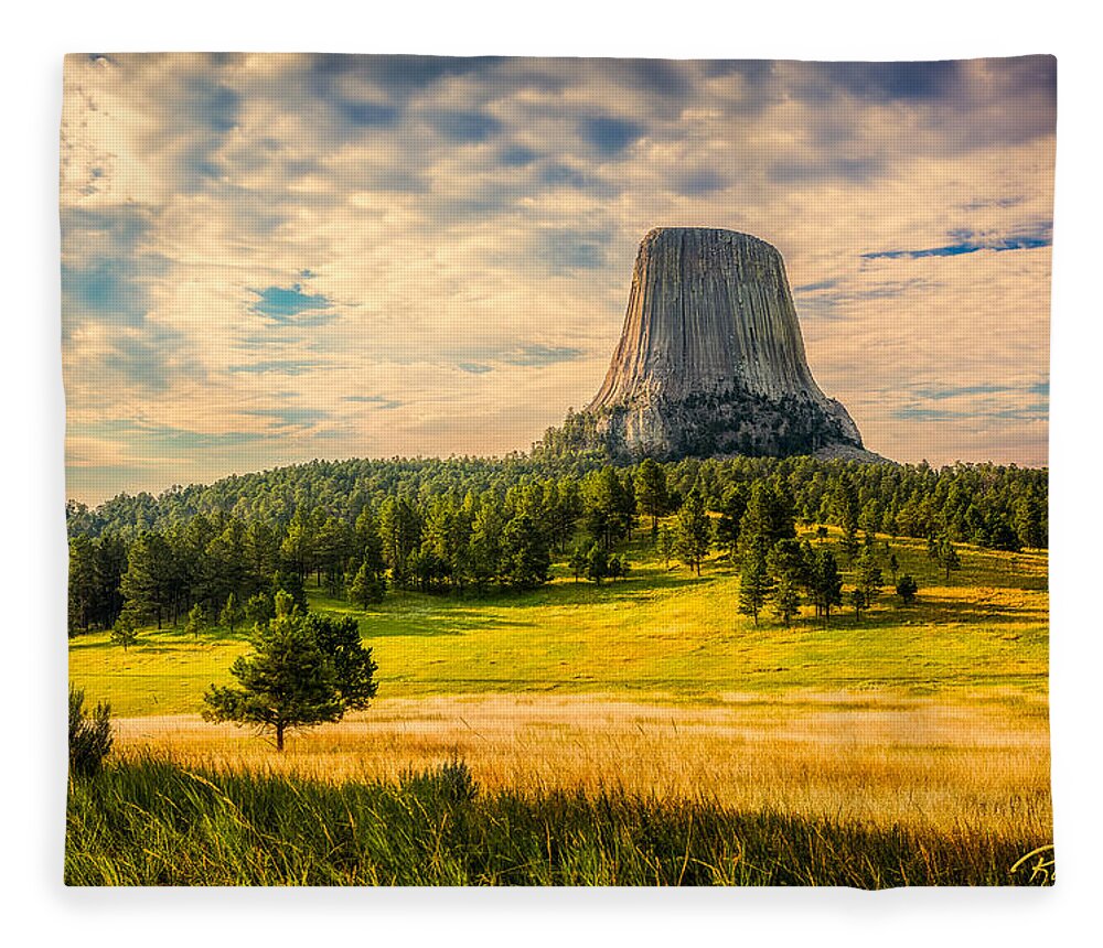 National Park Fleece Blanket featuring the photograph Devil's Tower - the Other Side by Rikk Flohr