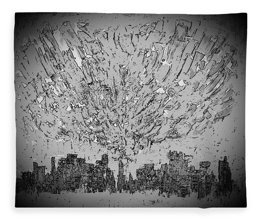 City Digital Arwork Fleece Blanket featuring the painting DG2 - yes heart D2 by KUNST MIT HERZ Art with heart