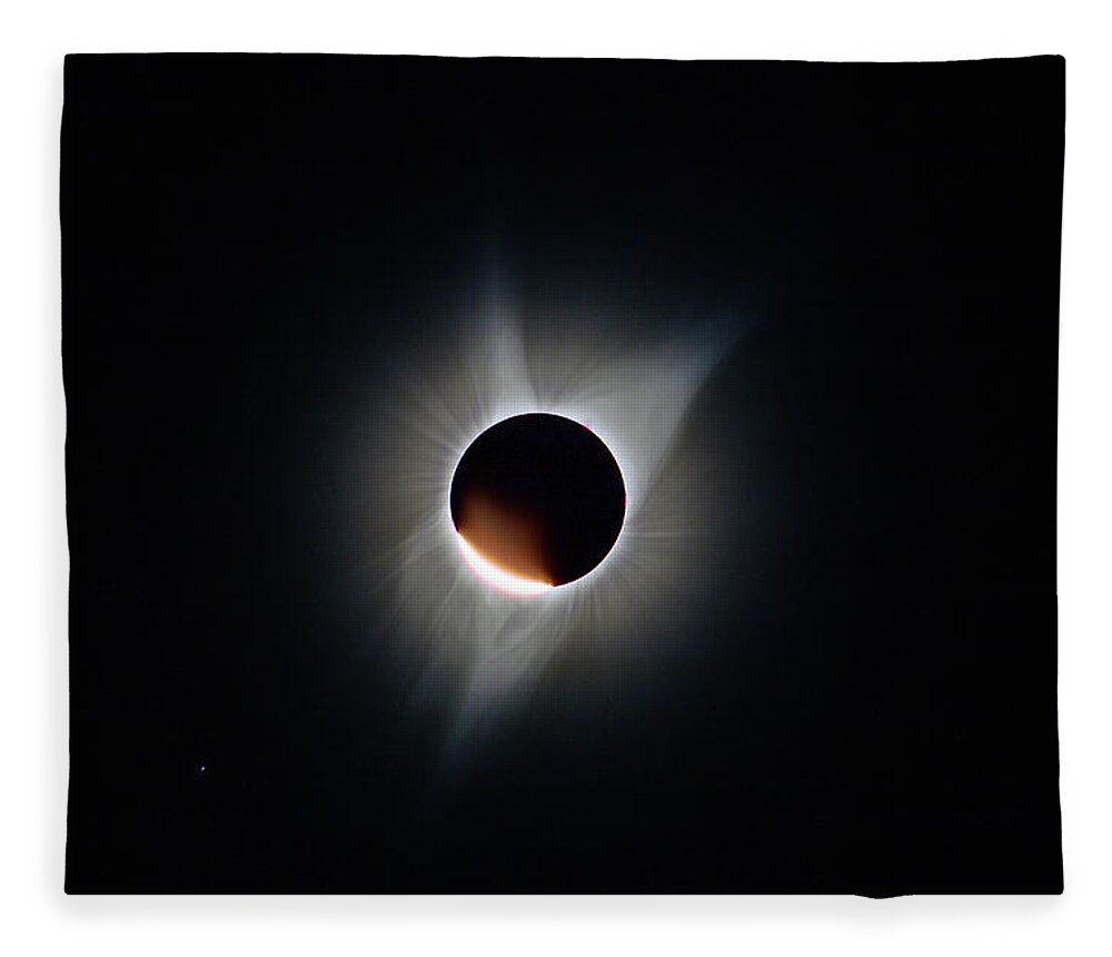 Solar Eclipse Fleece Blanket featuring the photograph Diamond Ring by Ralf Rohner