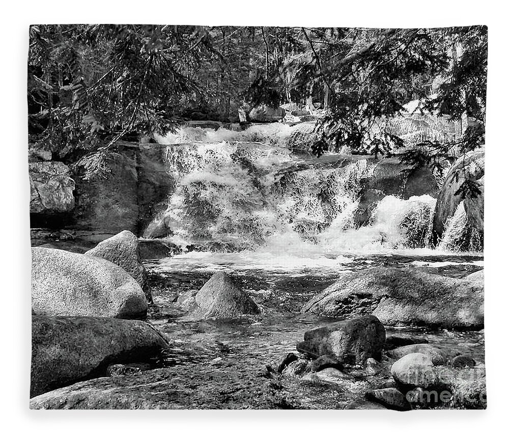 Landscape Fleece Blanket featuring the photograph Diana's Bath in Black and White by Sandra Huston