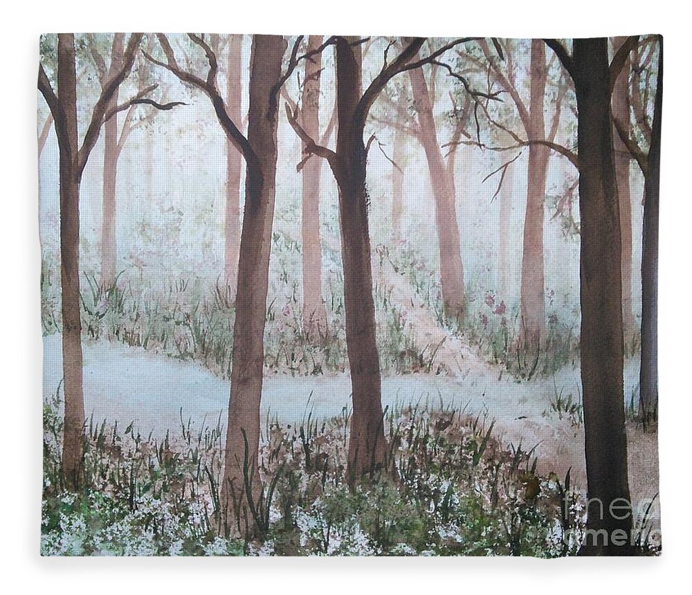 Stream Crossing Path Fleece Blanket featuring the painting Different Paths by Susan Nielsen