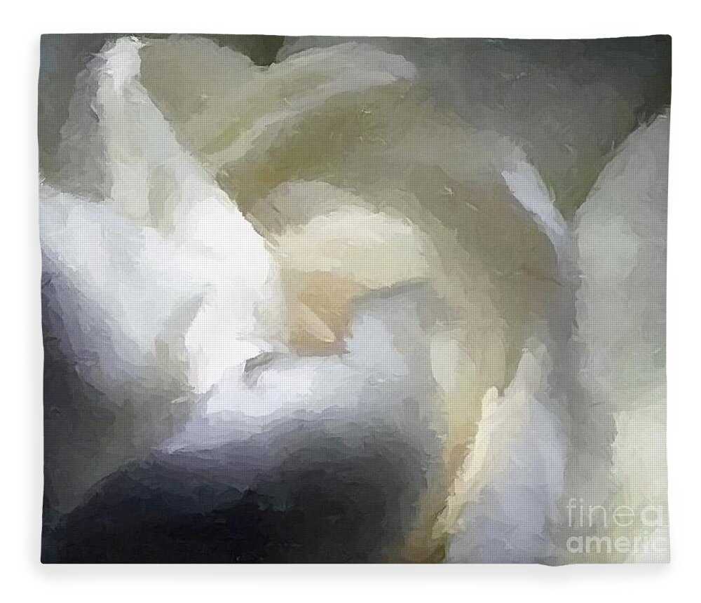 Digital Painting Fleece Blanket featuring the digital art Digital Painting Gardenia Flower by Delynn Addams