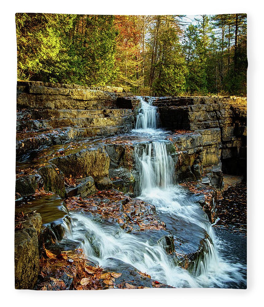 Landscape Fleece Blanket featuring the photograph Dismal Falls #3 by Joe Shrader
