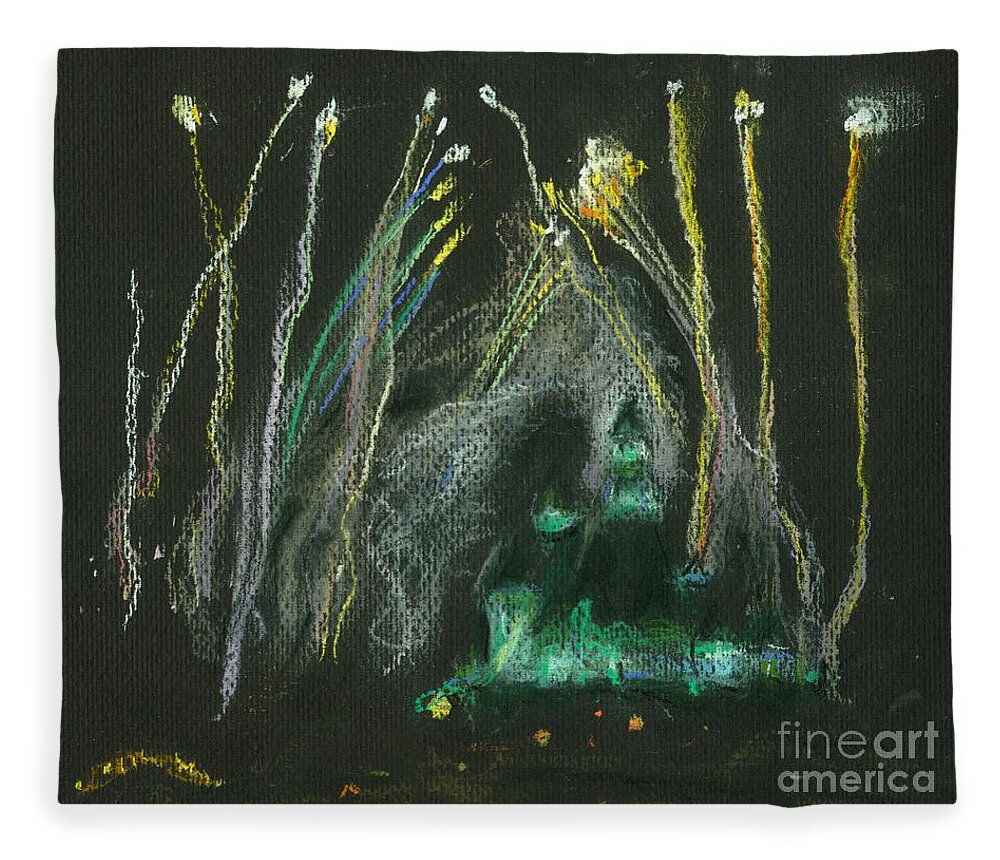 Disneyland Fleece Blanket featuring the pastel Disney Fireworks by Christine Jepsen
