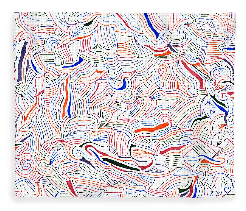 Mazes Fleece Blanket featuring the drawing Displacement by Steven Natanson
