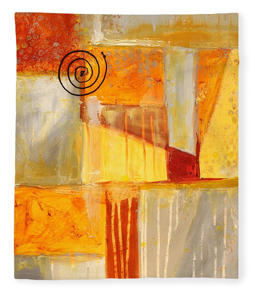 Gold Abstract Painting Fleece Blanket featuring the painting Distractions 2 Abstract Painting by Nancy Merkle