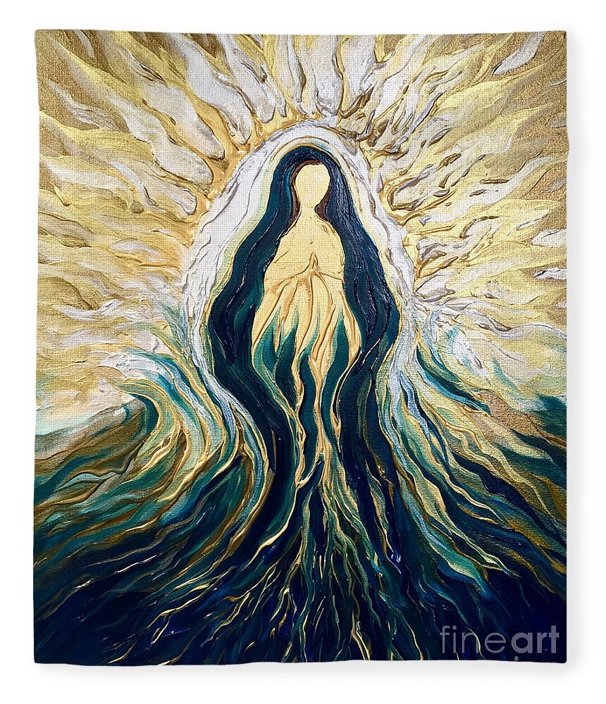 Divine Fleece Blanket featuring the painting Divine Mother by Michelle Pier