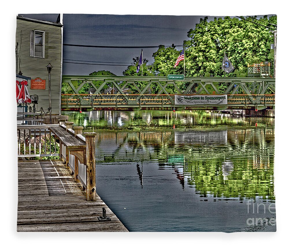 Canal Fleece Blanket featuring the photograph Dockside Dining by William Norton