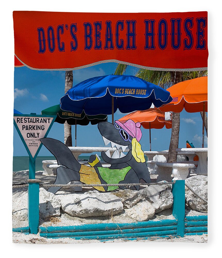Bonita Springs Fleece Blanket featuring the photograph Doc's Beach House on Bonita Beach by Ginger Wakem