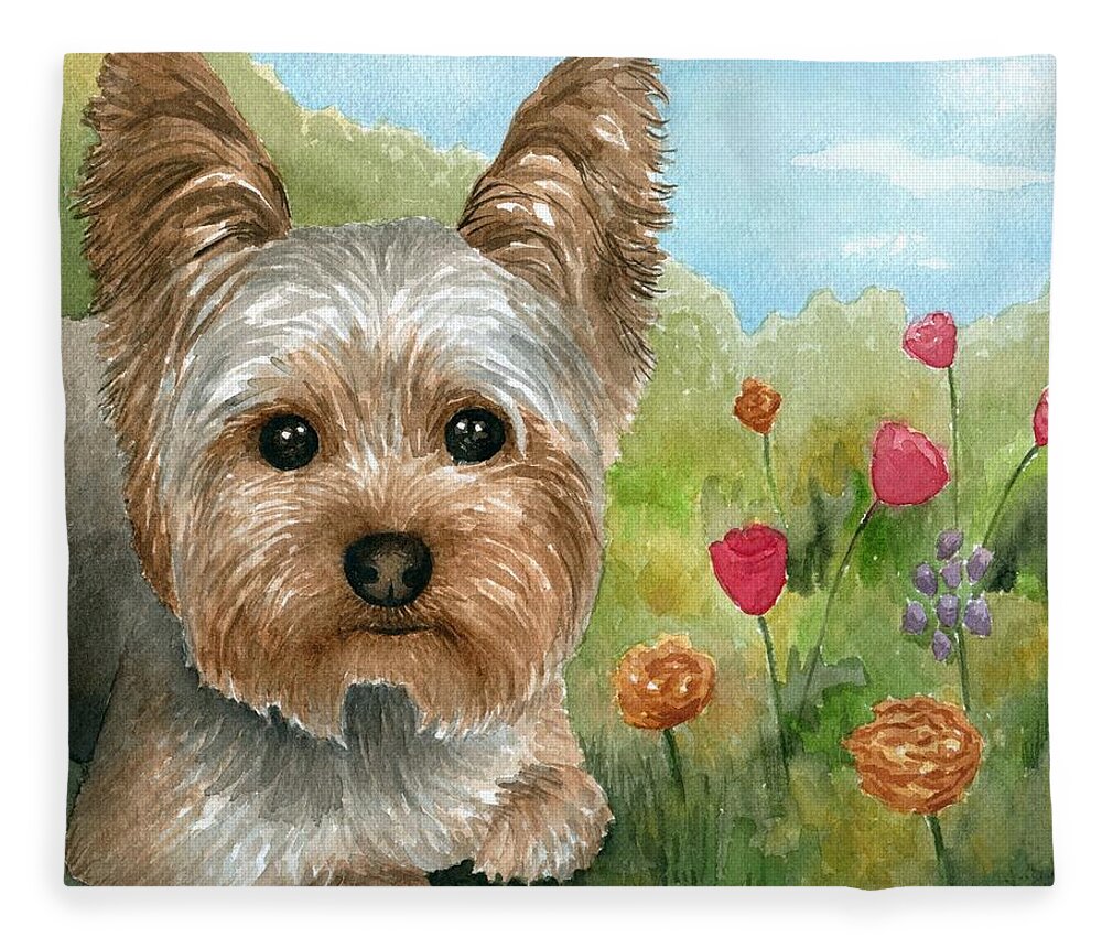 Dog Fleece Blanket featuring the painting Dog 117 by Lucie Dumas