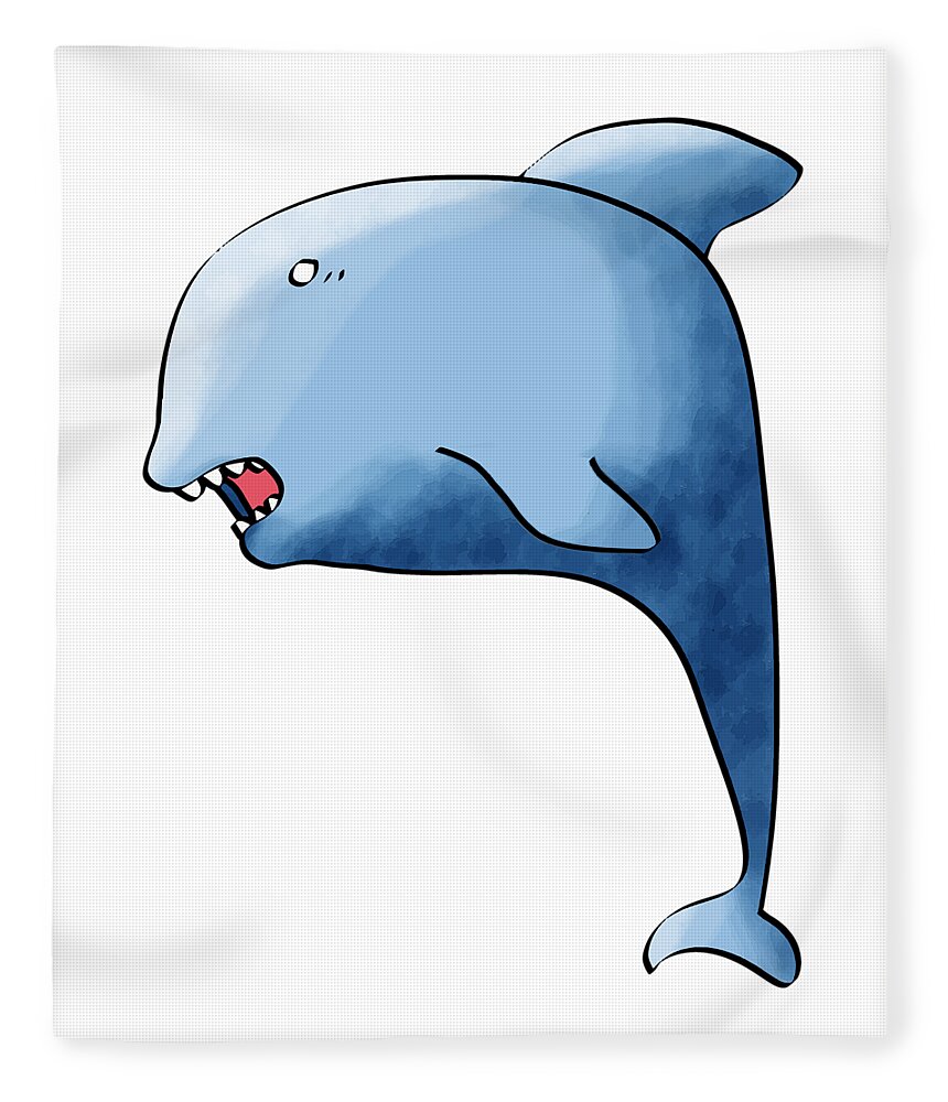 Dolphin Fleece Blanket featuring the digital art Dolphin Blue by Piotr Dulski