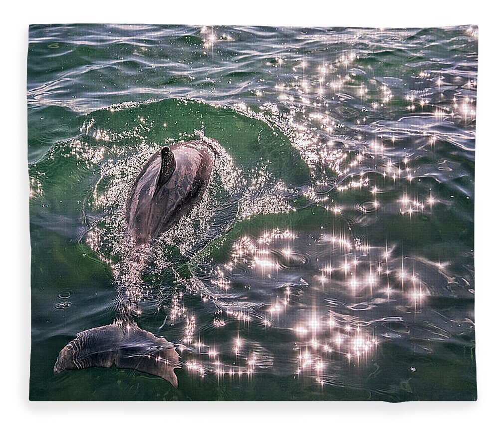 Dolphin Fleece Blanket featuring the photograph Dolphin Sparkle by Catherine Reading