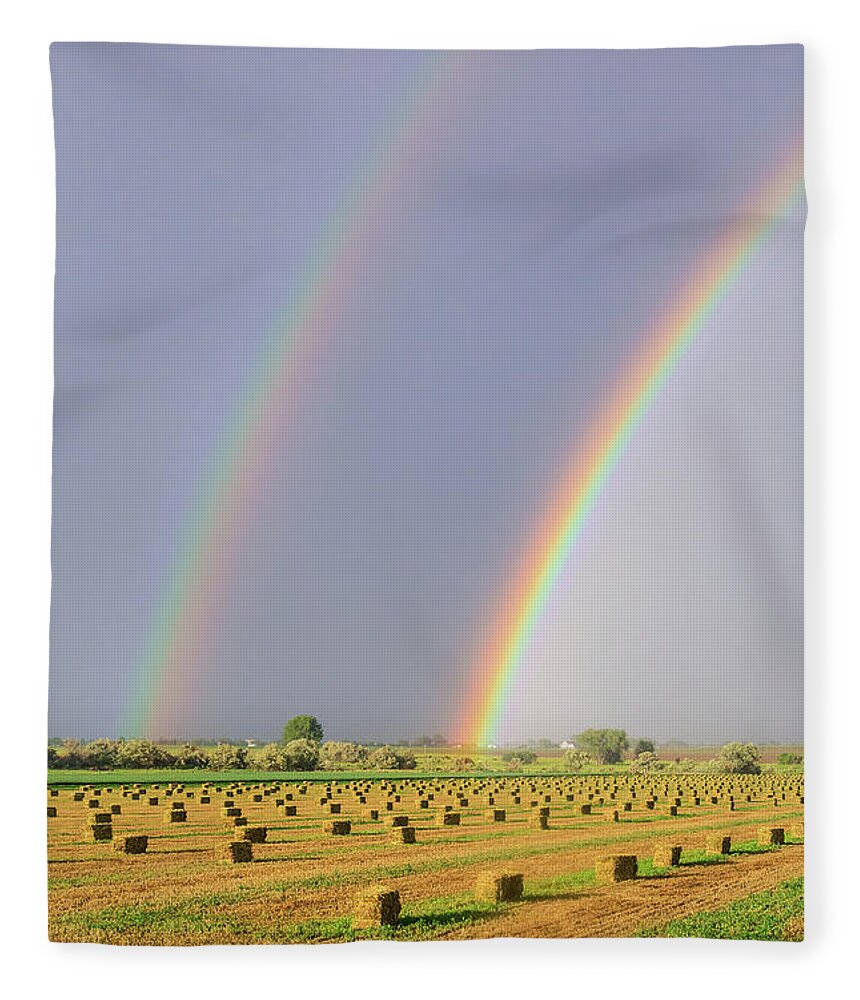Rainbows Fleece Blanket featuring the photograph Double Rainbow 6-12-16 by James BO Insogna