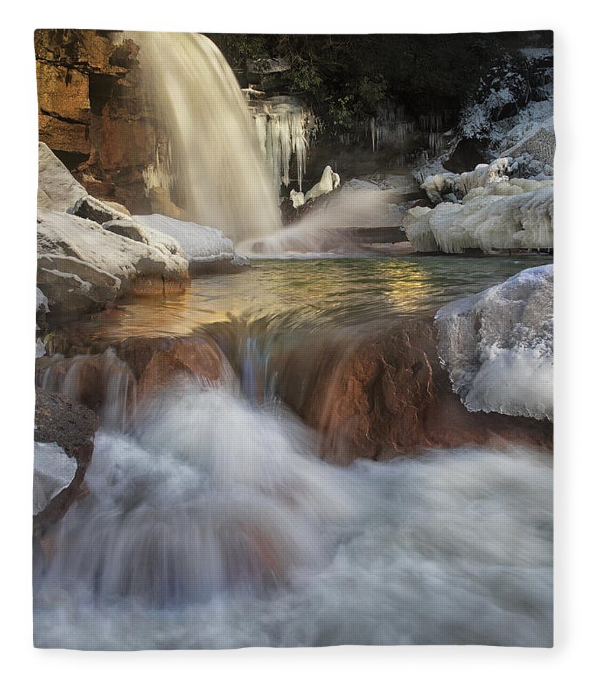 Waterfall Fleece Blanket featuring the photograph Douglas Falls Flow by Art Cole