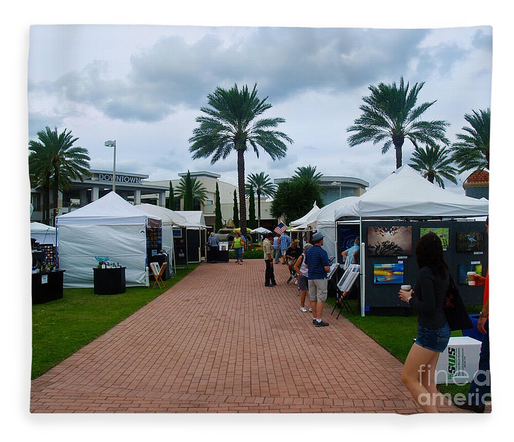 Art Fleece Blanket featuring the photograph Downtown Art Show in Tropical Paradise Florida C1 by Ricardos Creations