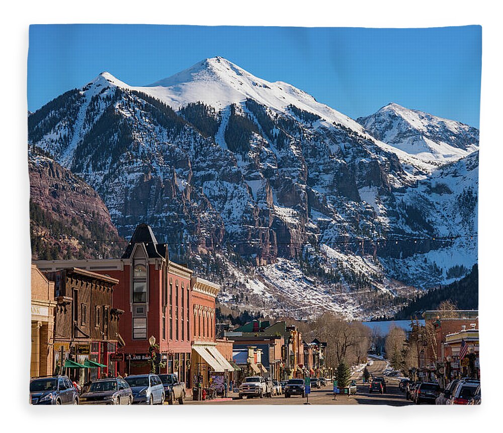 Colorado Fleece Blanket featuring the photograph Downtown Telluride by Darren White