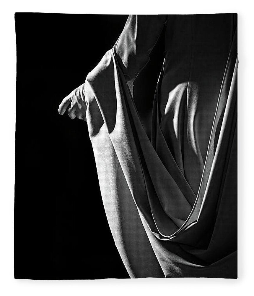 Cloth Fleece Blanket featuring the photograph Draped B-W by Christopher Holmes