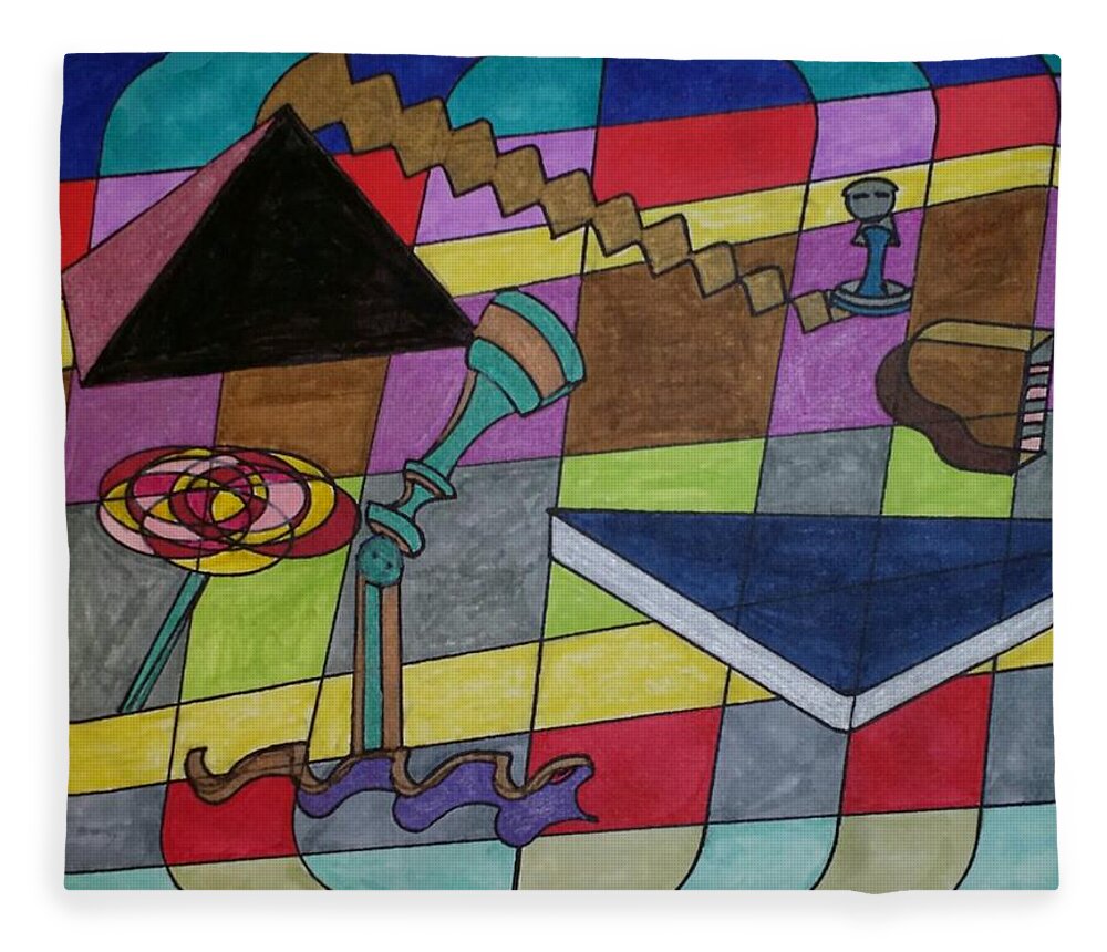 Geometric Art Fleece Blanket featuring the glass art Dream 133 by S S-ray
