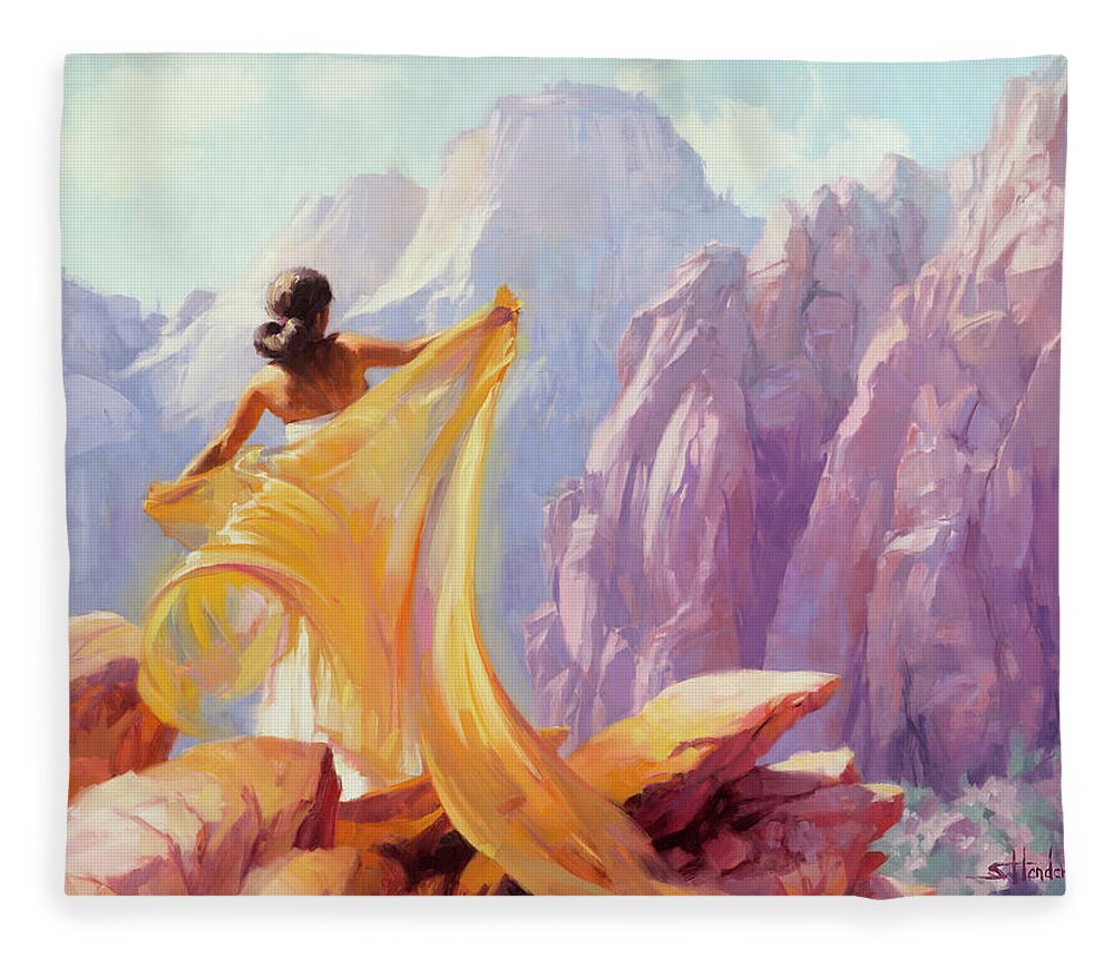 Southwest Fleece Blanket featuring the painting Dreamcatcher by Steve Henderson