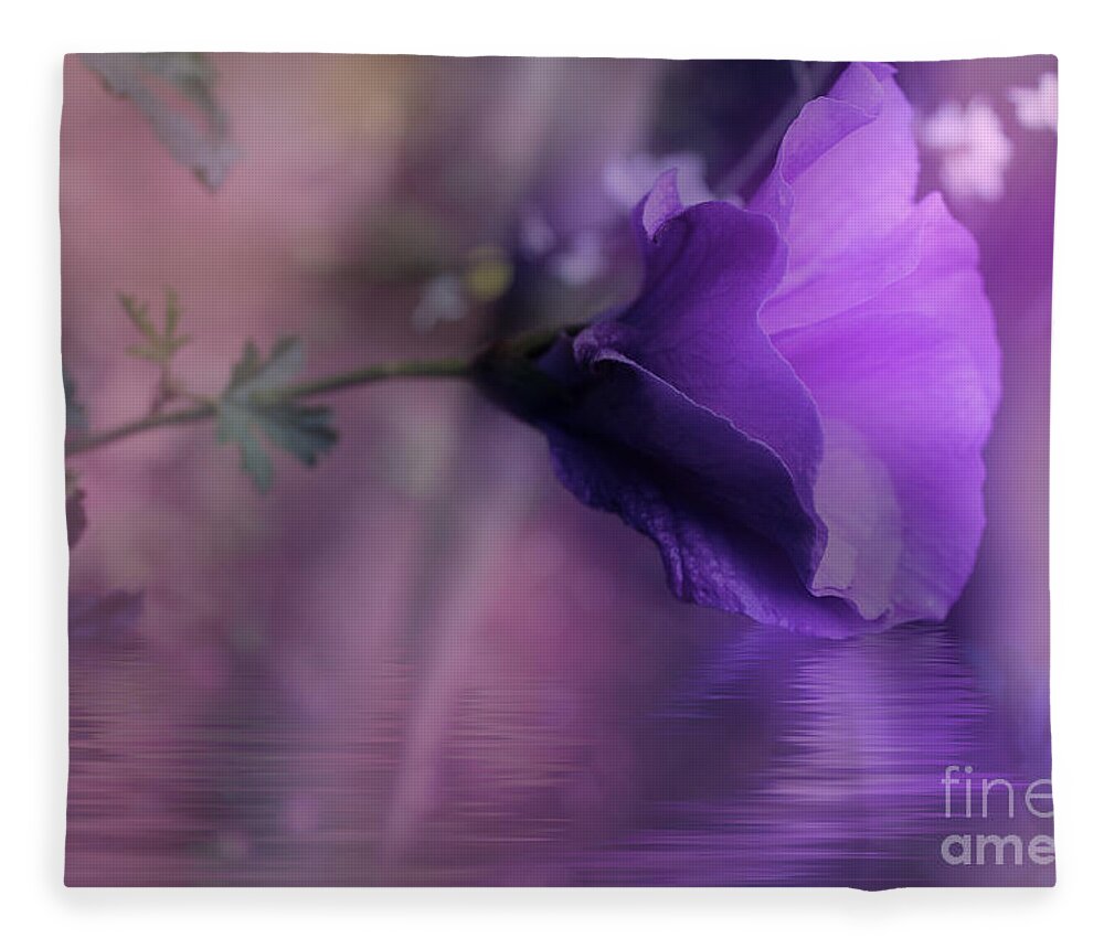 Hibiscus Fleece Blanket featuring the photograph Dreaming in Purple by Elaine Teague