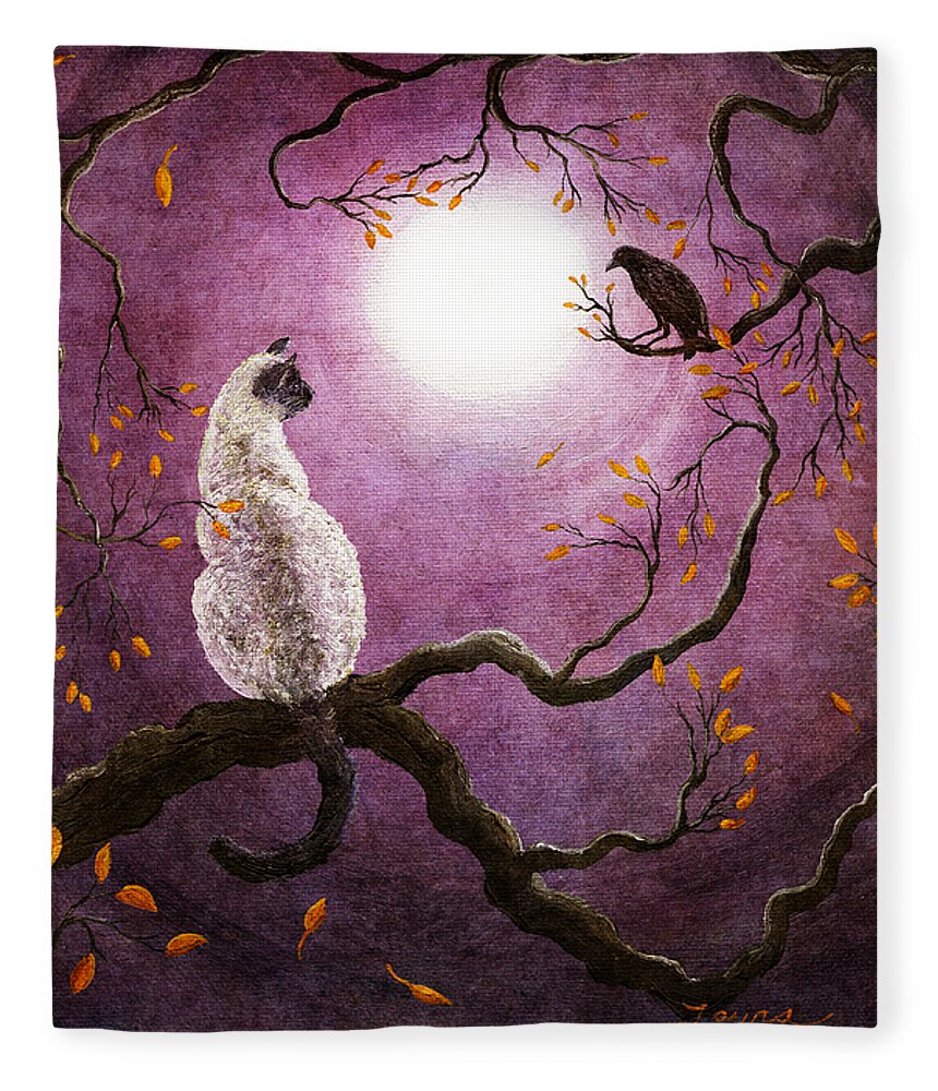 Fantasy Fleece Blanket featuring the painting Dreaming of a Raven by Laura Iverson