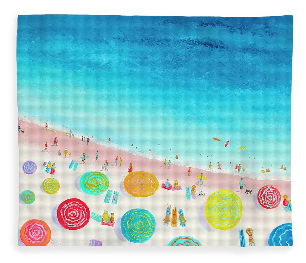 Beach Fleece Blanket featuring the painting Dreaming of sun, sand and sea by Jan Matson