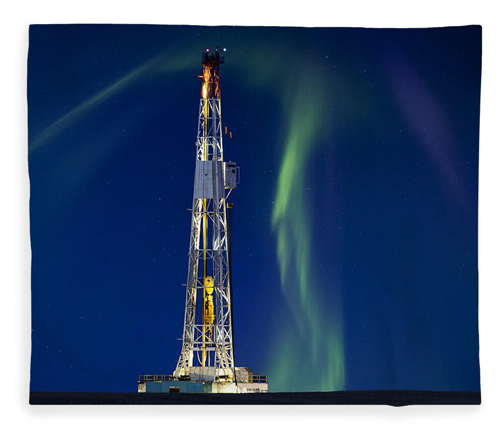 Platform Fleece Blanket featuring the photograph Drilling Rig Saskatchewan by Mark Duffy