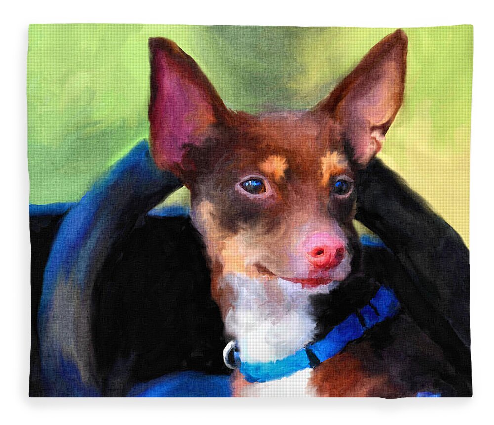 Rat Terrier Fleece Blanket featuring the painting Driver's Seat by Jai Johnson
